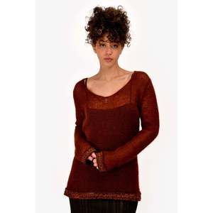 Pre-loved Chanel™ Fall 1998 Rust Orange Mohair Knit Long Sweater Size 40